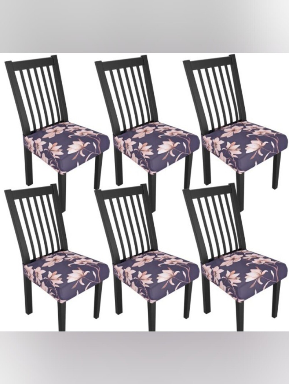 Gdmhy Dining Chair Seat Covers Set Of 6 Stretch Purple Floral